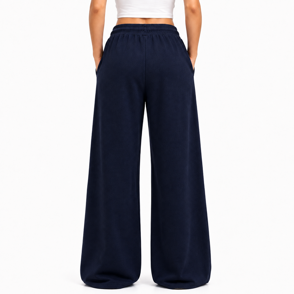 Floral Embroidered Wide Leg Pants – Blue