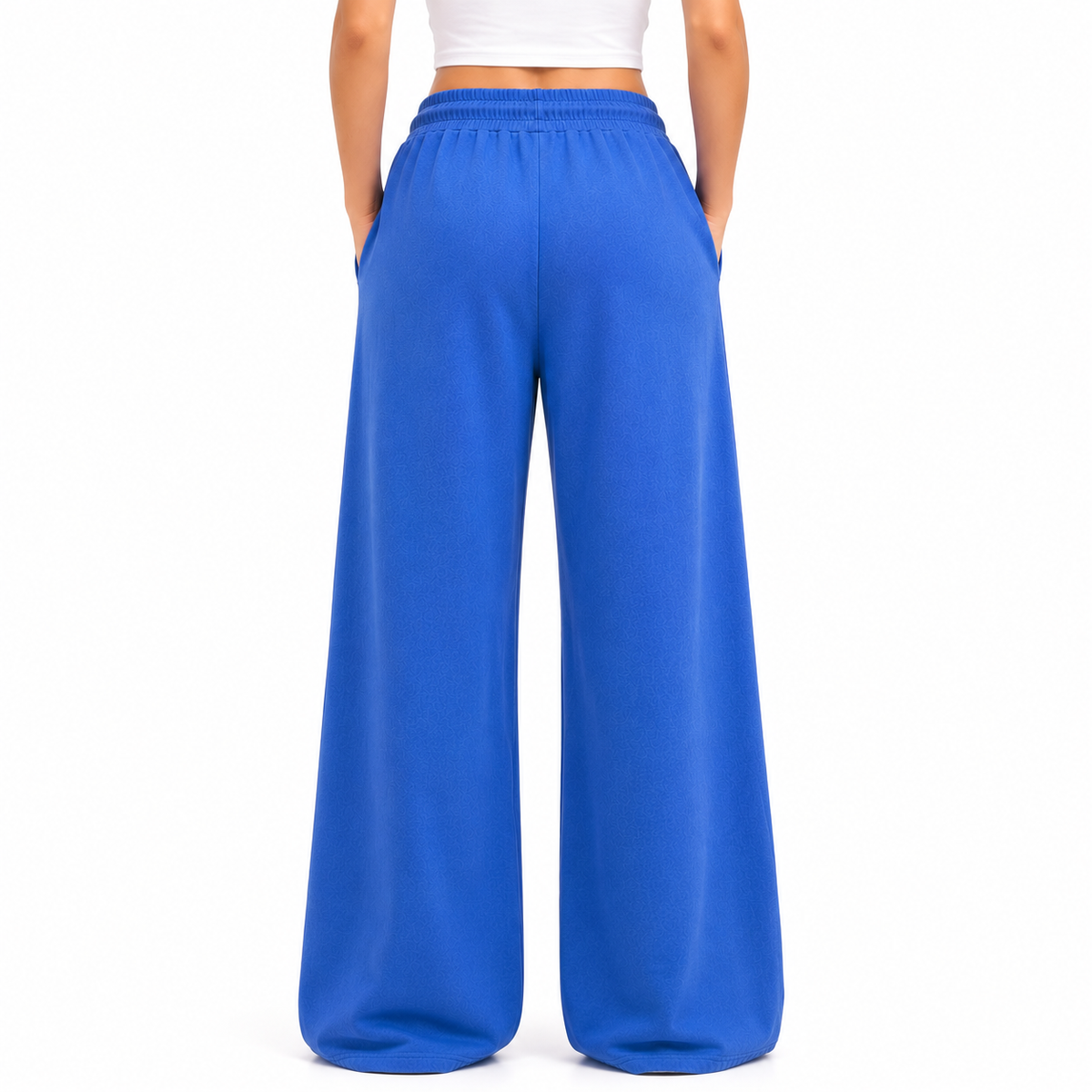 Floral Embroidered Wide Leg Pants – Blue