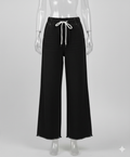 Plain Elastic Waist Wide-Leg Jeans