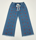 Stretchable Flared Cherry Printed Denim Jeans for Women