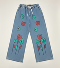 Stretchable Flared Emoji Printed Denim Jeans for Women