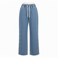 Stretchable Side Button Wide-Leg Jeans
