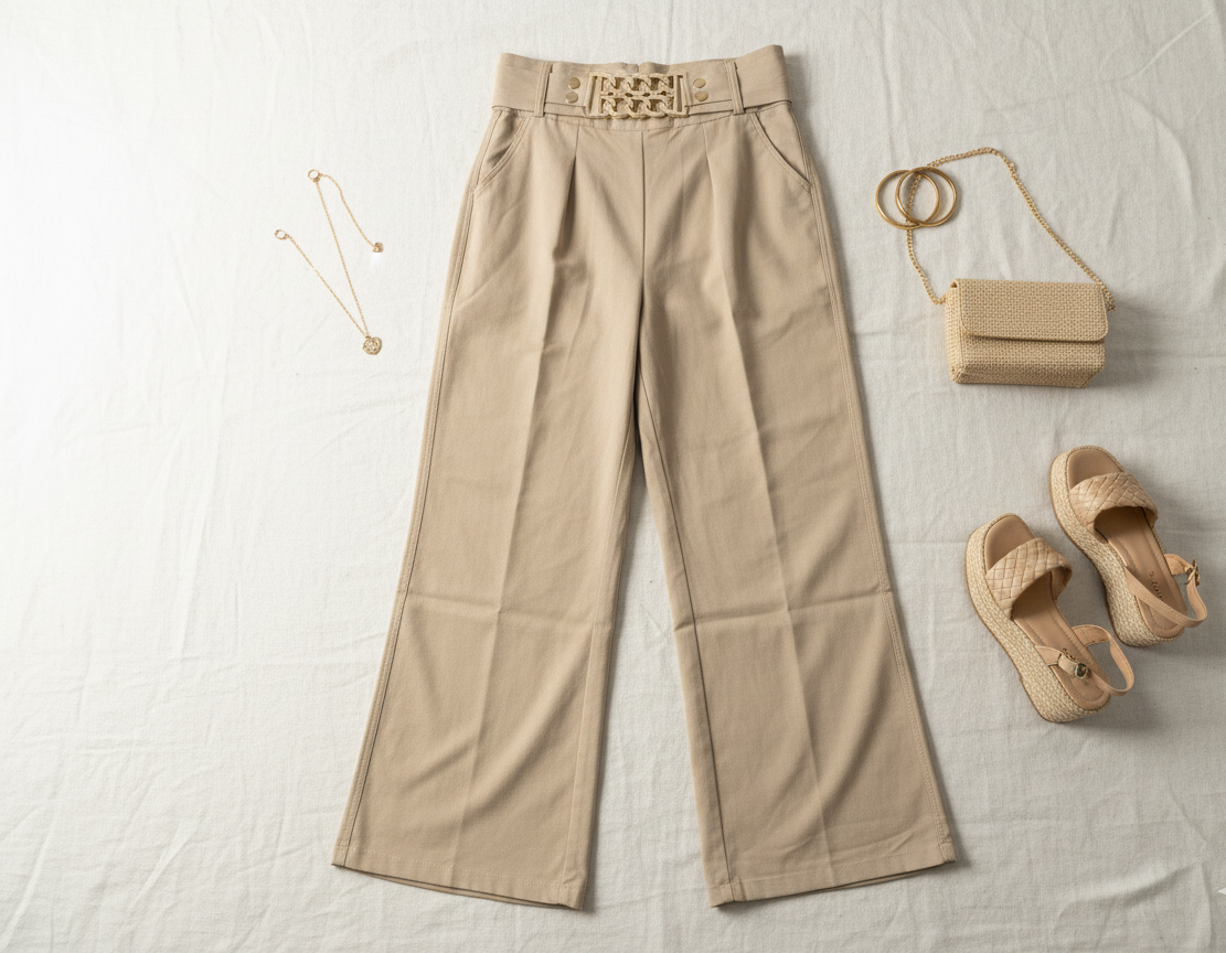 Women’s High Waist Chain Belt Palazzo Pants