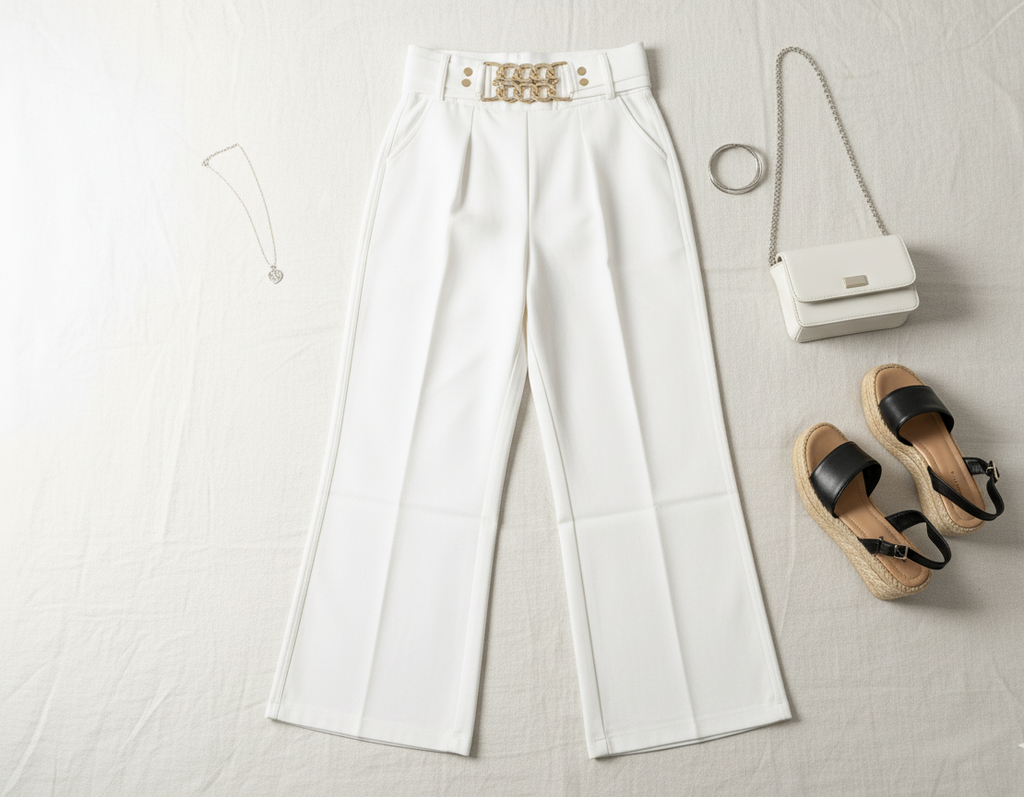 Women’s High Waist Chain Belt Palazzo Pants