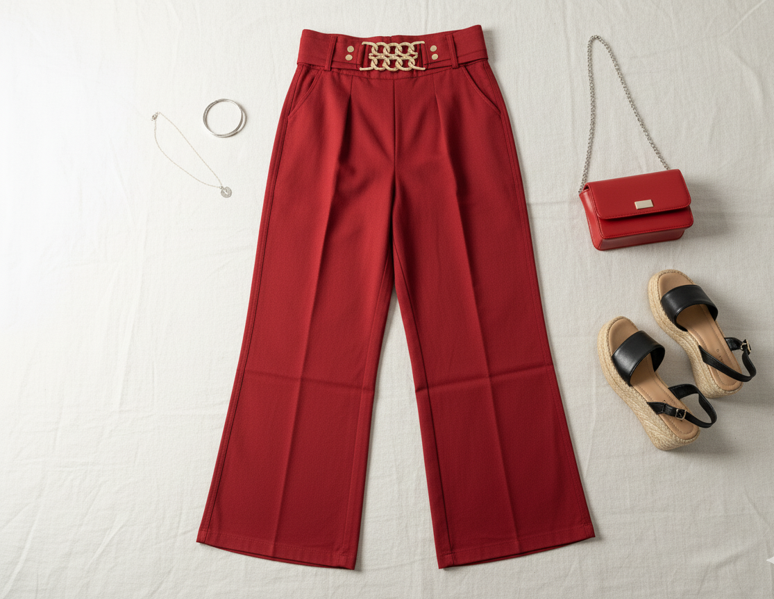 Women’s High Waist Chain Belt Palazzo Pants