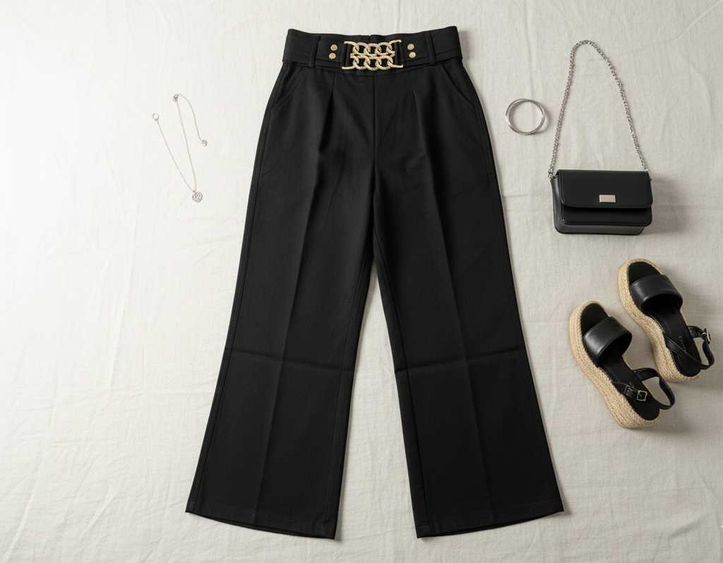 Women’s High Waist Chain Belt Palazzo Pants