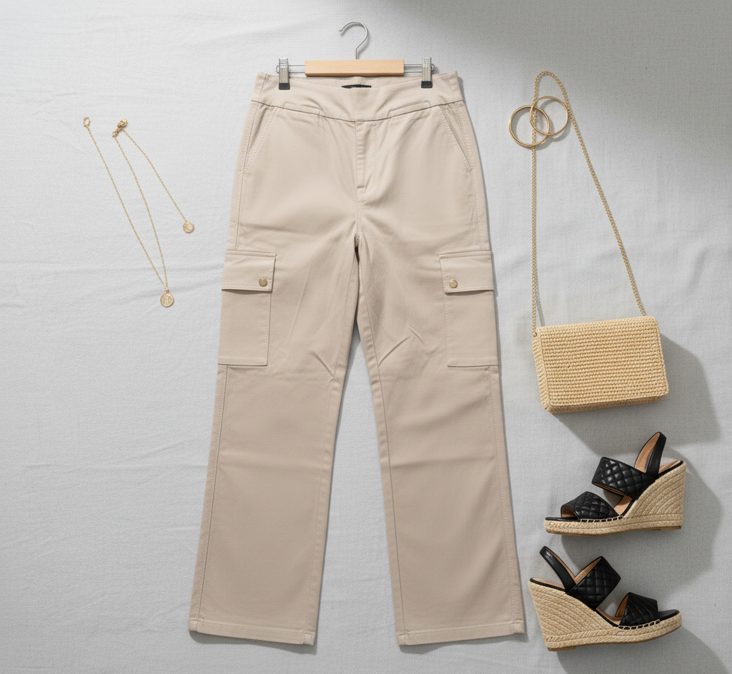Women’s Stretchable High Waist Cargo Trousers