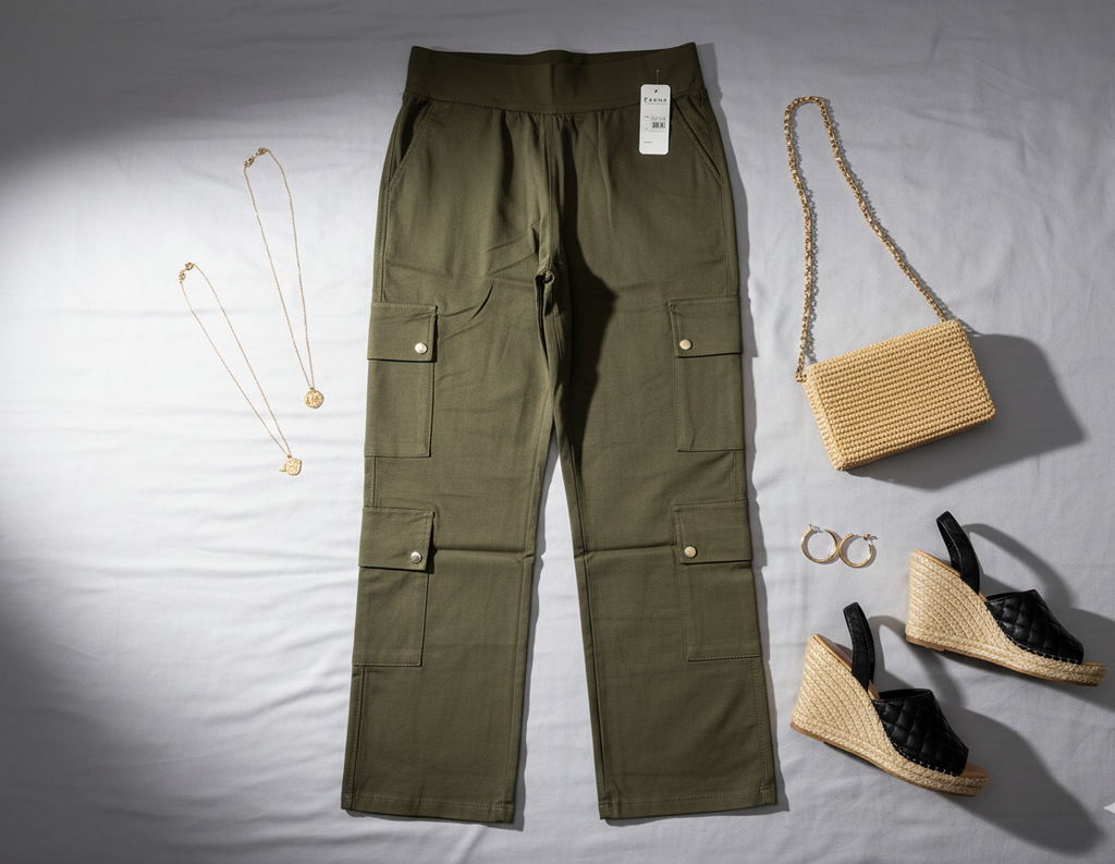 Women’s Stretchable High Waist Cargo Trousers
