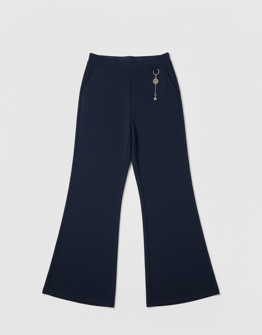 Flowy Wide Leg Trousers with Keychain Charm