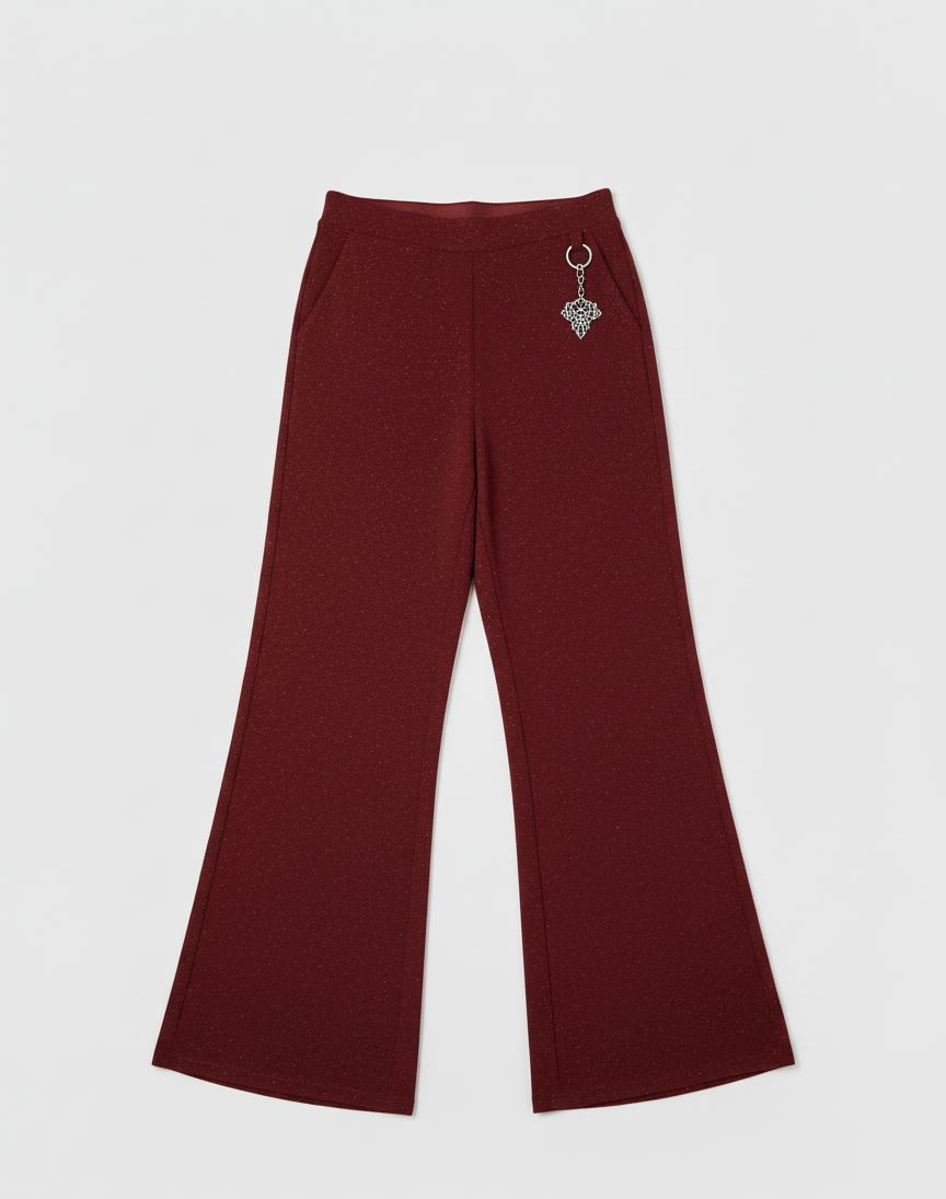 Flowy Wide Leg Trousers with Keychain Charm