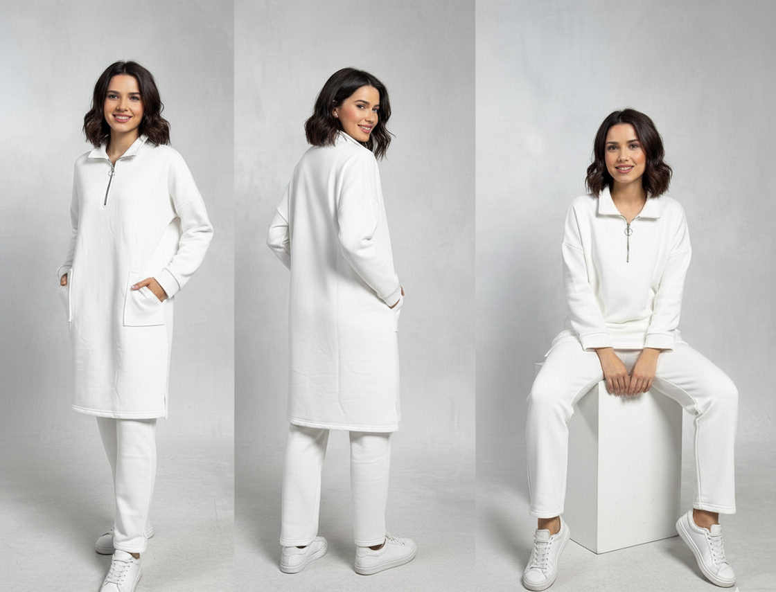Front Pocket Style 2-Piece Warm Winter Fleece Outfit