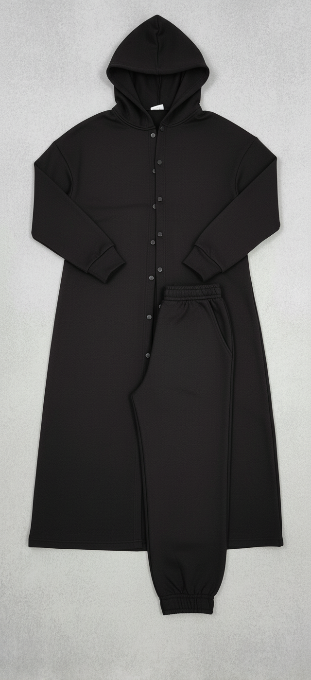 Women’s Longline Fleece Hooded Cardigan & Trouser Set