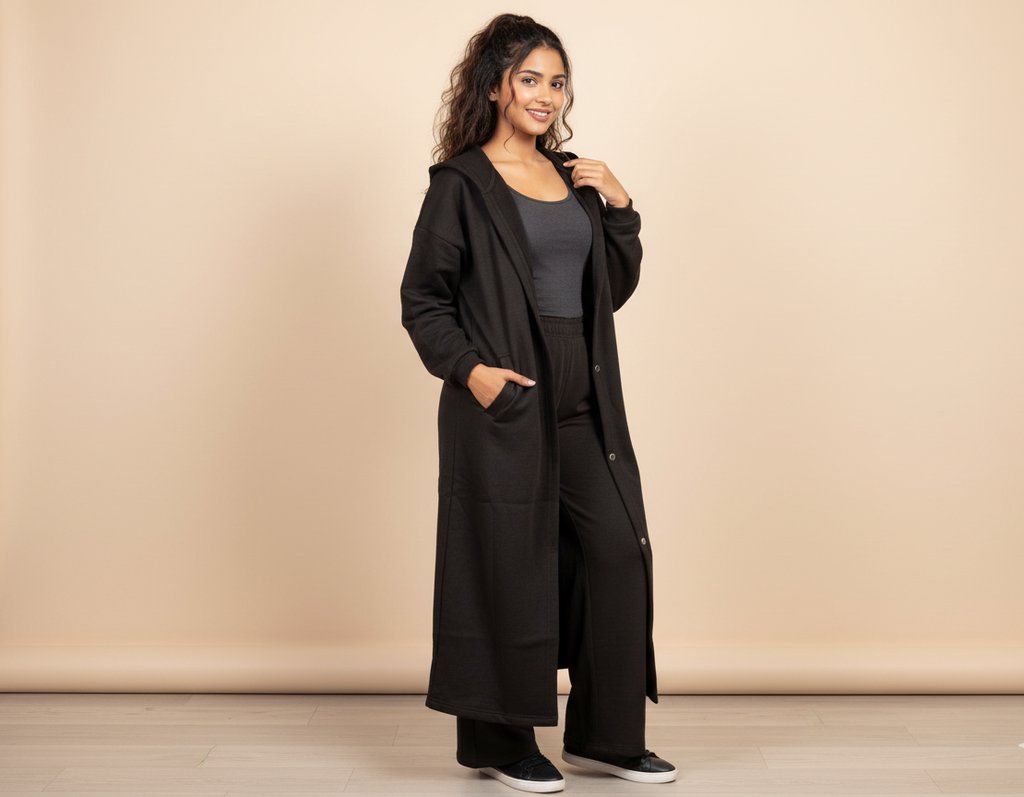 Fleece Hoodie Dress & Trouser Set – Soft Winter Co-ord