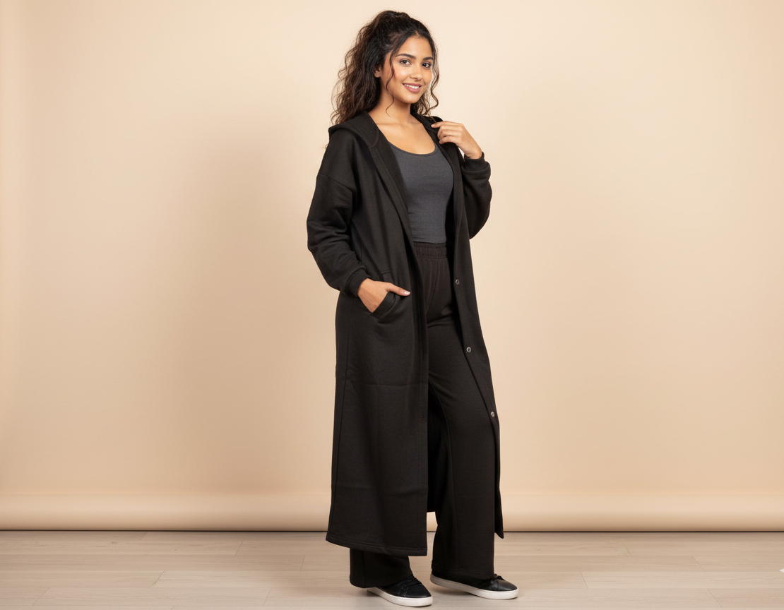 Fleece Hoodie Dress & Trouser Set – Soft Winter Co-ord