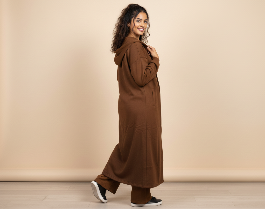 Fleece Hoodie Dress & Trouser Set – Soft Winter Co-ord