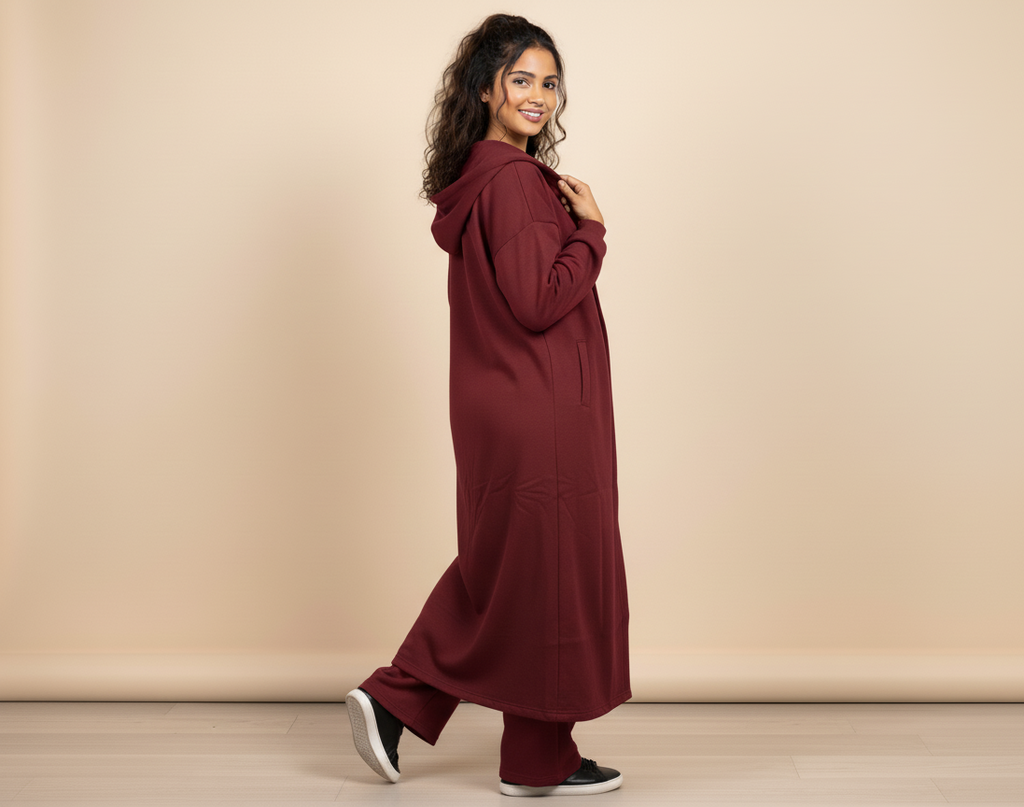 Fleece Hoodie Dress & Trouser Set – Soft Winter Co-ord