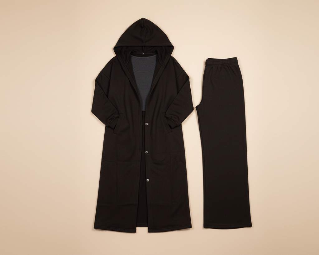 Fleece Hoodie Dress & Trouser Set – Soft Winter Co-ord