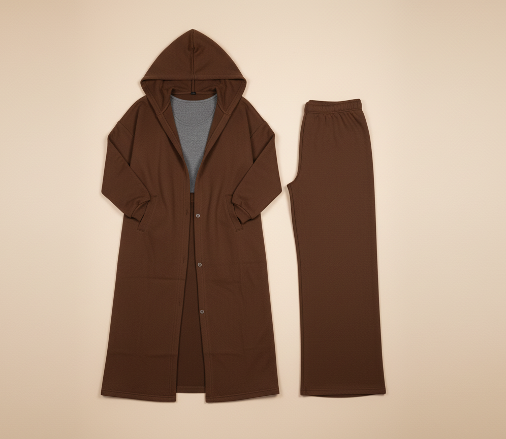 Fleece Hoodie Dress & Trouser Set – Soft Winter Co-ord