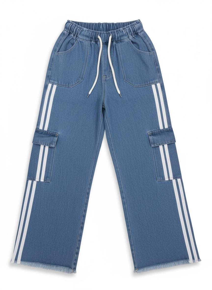 Denim Co-ord Set with White Stripes