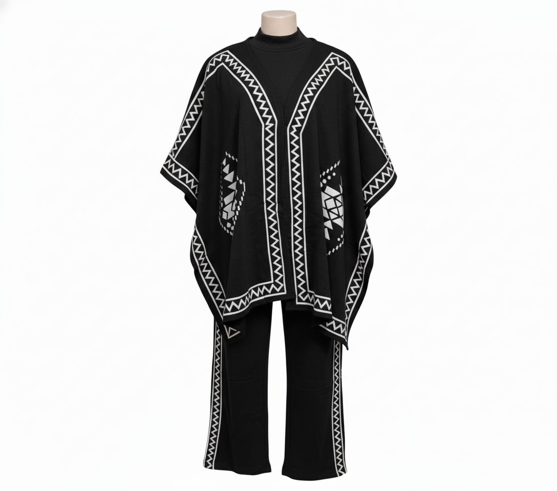 Women's Puncho Style 3-Piece Winter Set