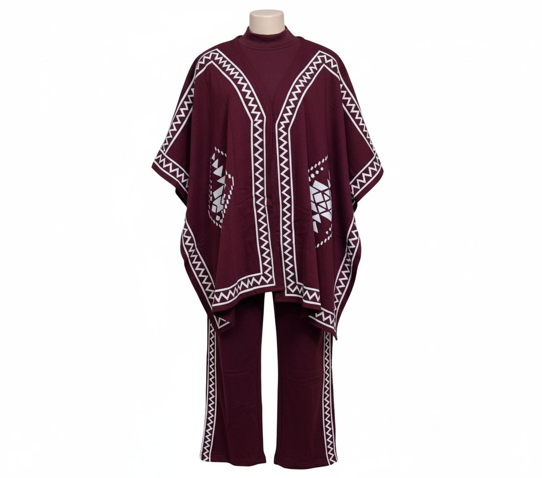 Women's Puncho Style 3-Piece Winter Set