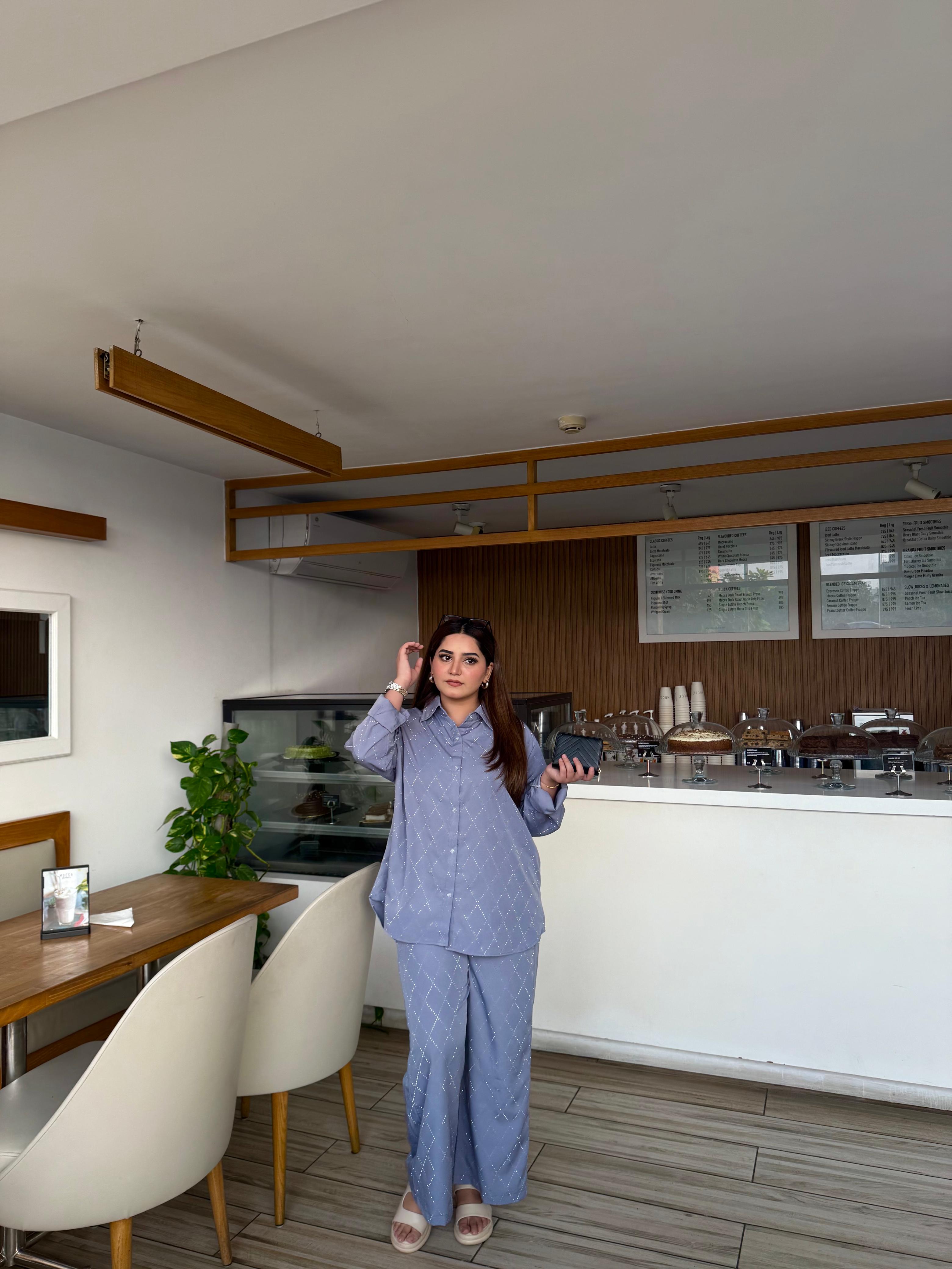 Greyish Embellished Co-ord Set with Sequin Detailing