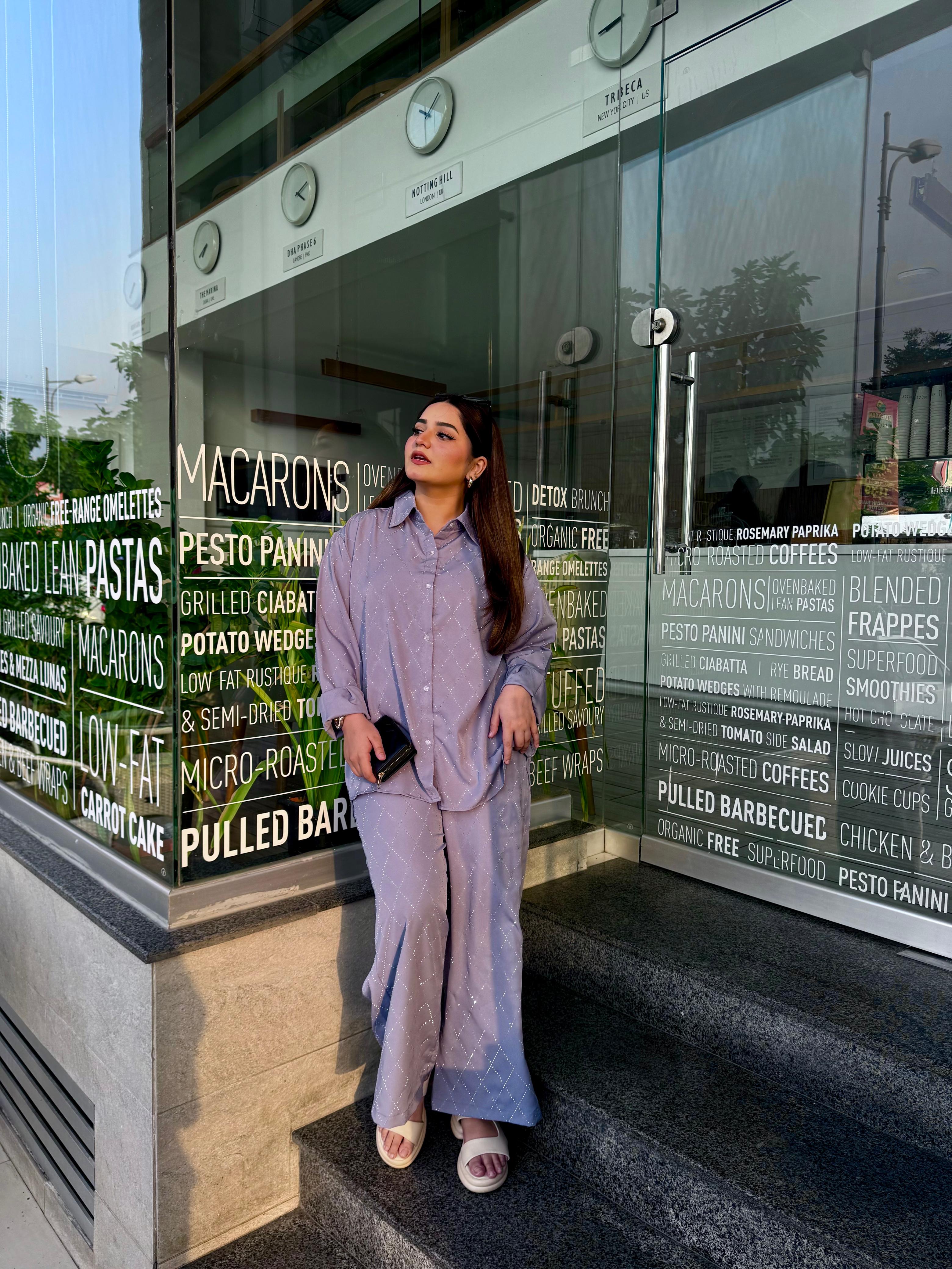 Greyish Embellished Co-ord Set with Sequin Detailing