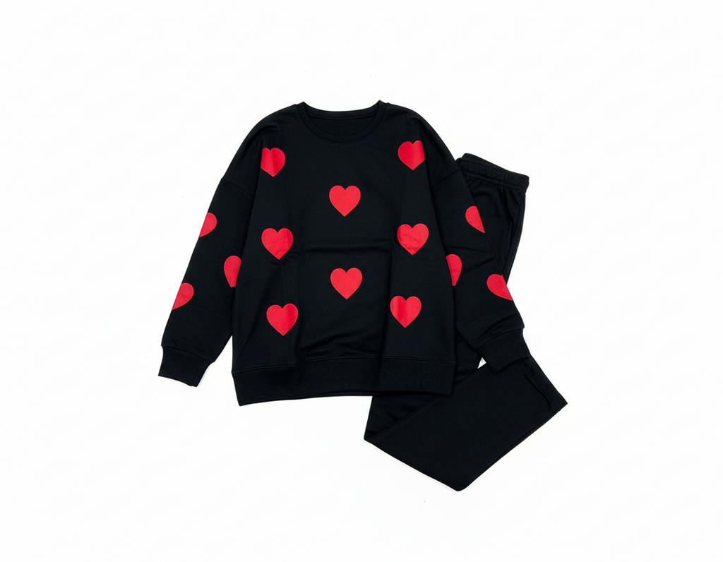 Heart Printed Fleece Co-ord Set