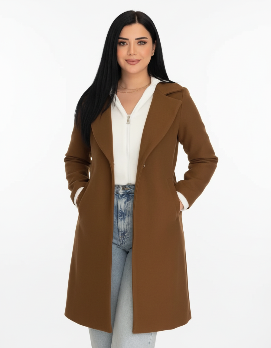 Camel Tan Long Tailored Coat