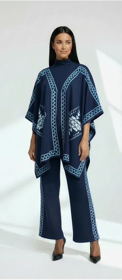 Navy Blue Embroidered Set