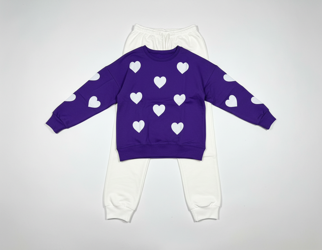 Purple and White Heart Set