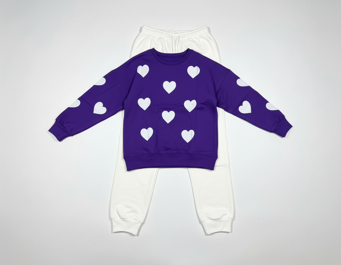 Purple and White Heart Set