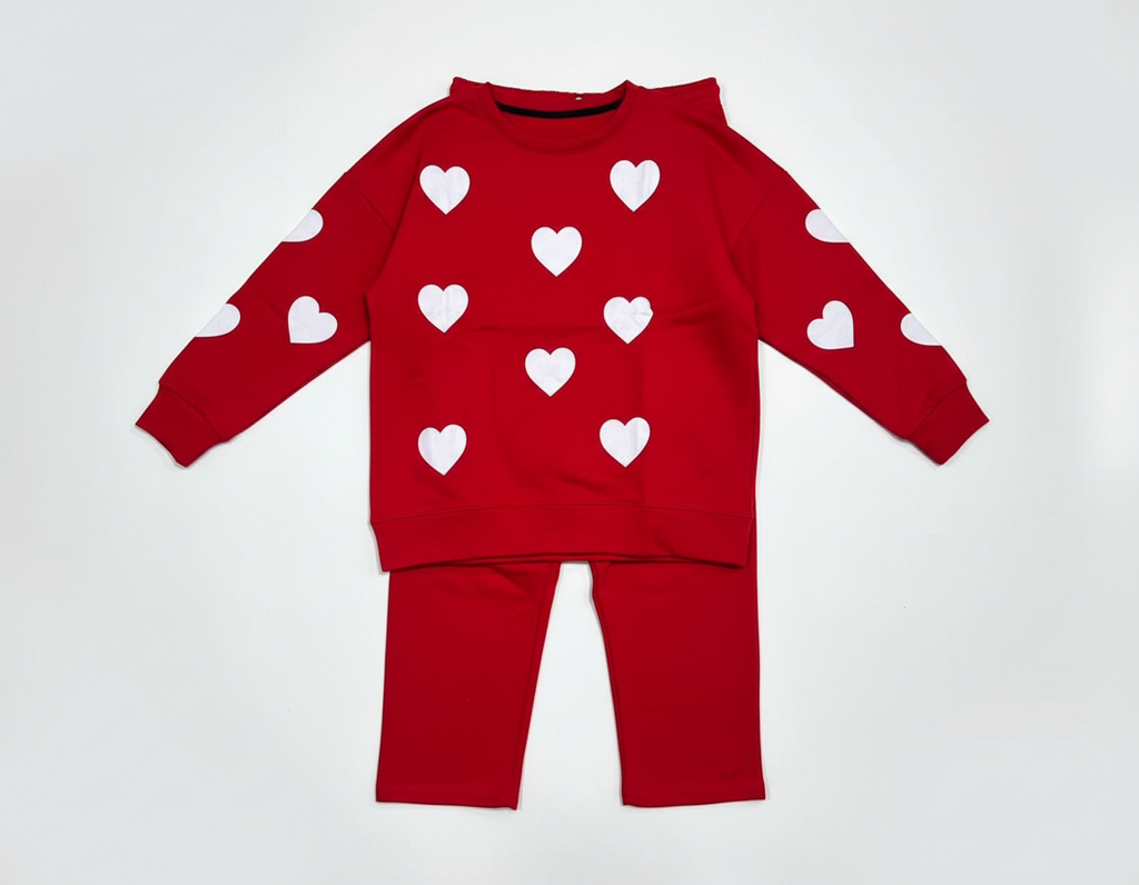 Heart Printed Fleece Co-ord Set