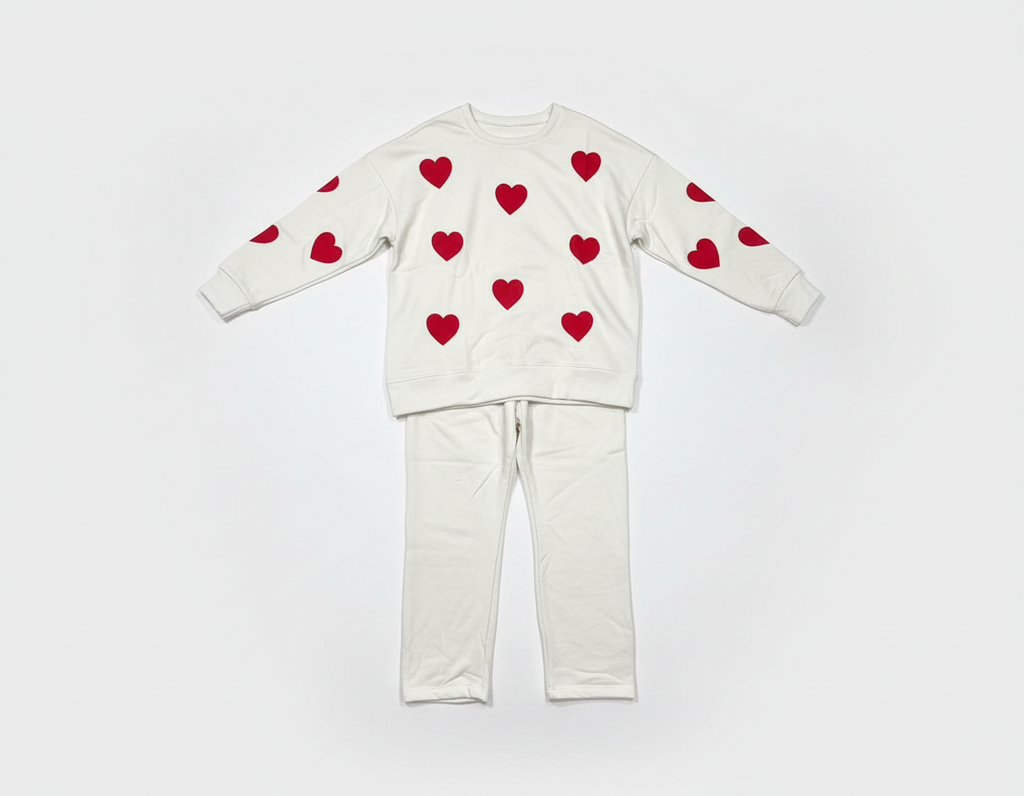 Heart Printed Fleece Co-ord Set