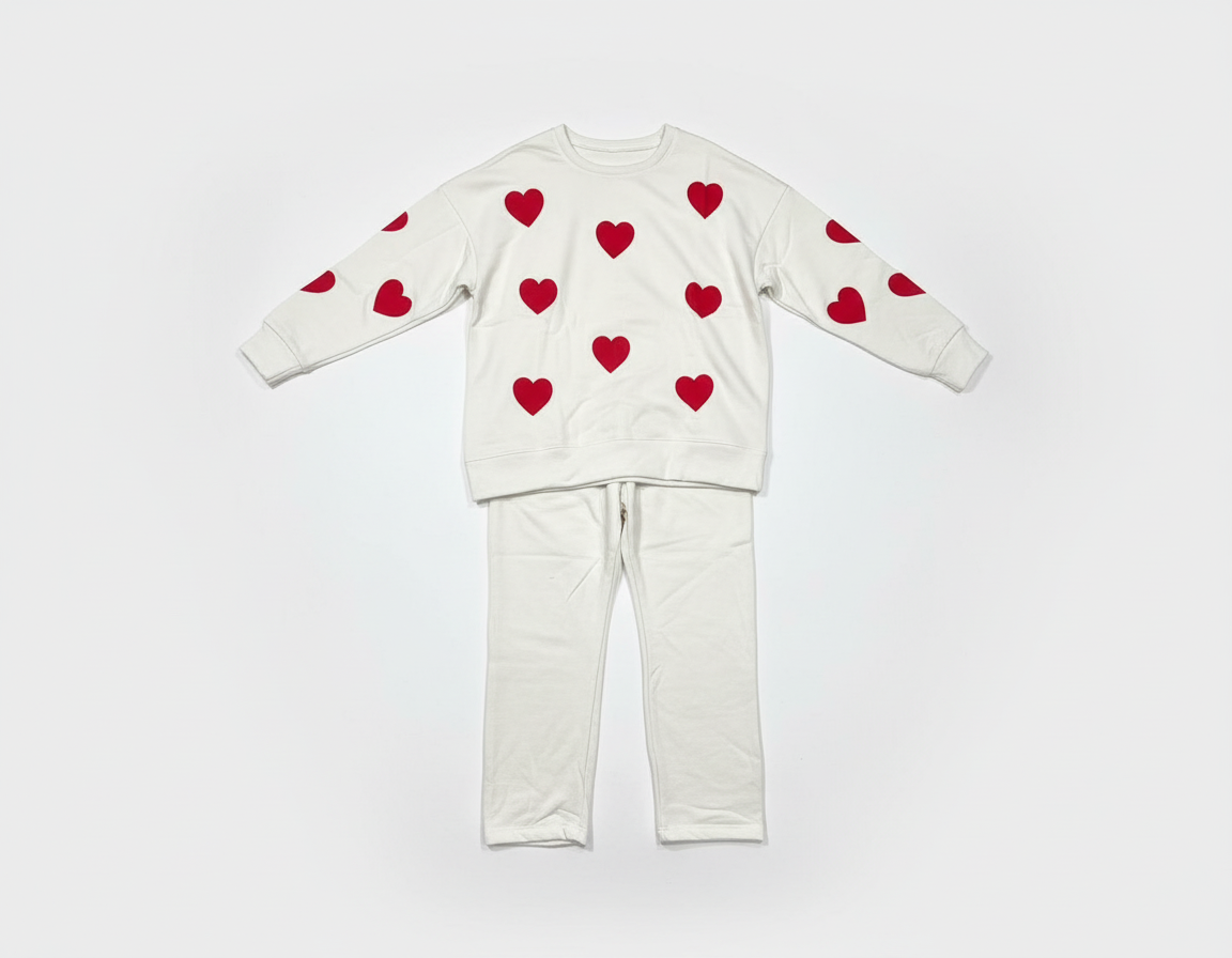 Heart Printed Fleece Co-ord Set